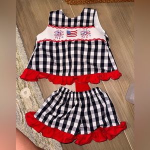 12 Month Stichy Fish Fourth of July outfit